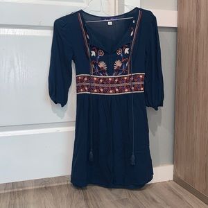 blue rain long sleeve dress